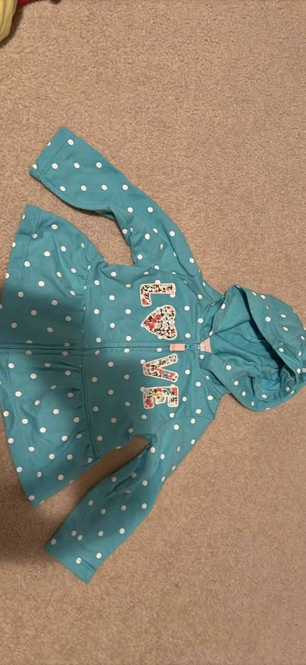 Carters Baby Girl Love Hooded Sweater - Turquoise Polka Dot - 18