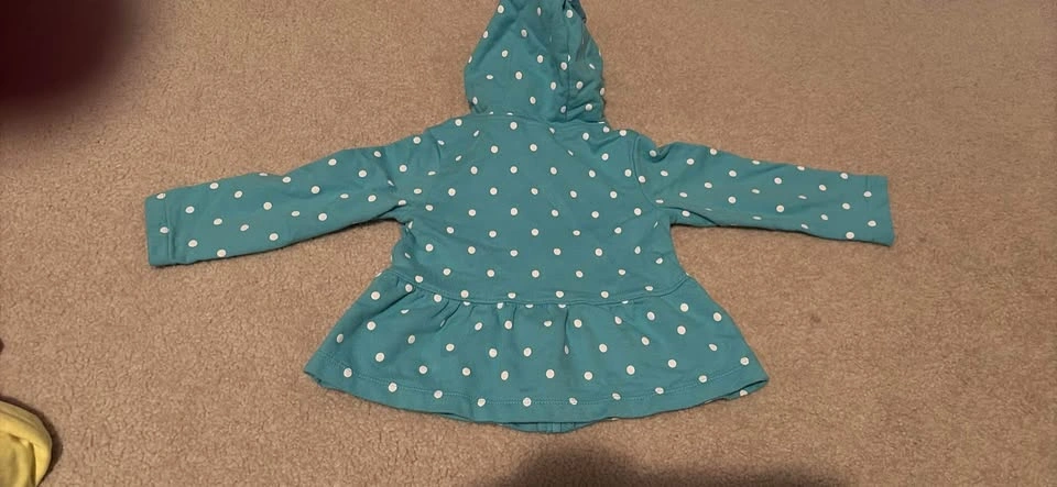 Carters Baby Girl Love Hooded Sweater - Turquoise Polka Dot - 18 - photo 2