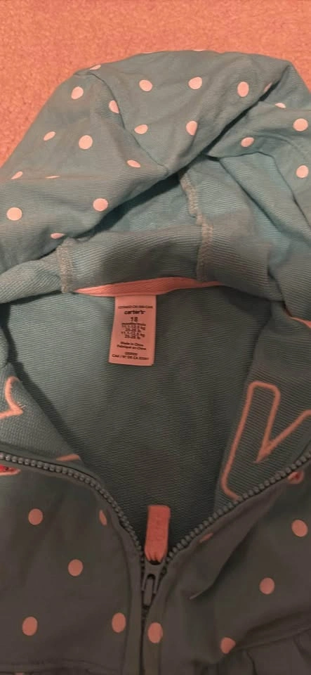 Carters Baby Girl Love Hooded Sweater - Turquoise Polka Dot - 18 - photo 4