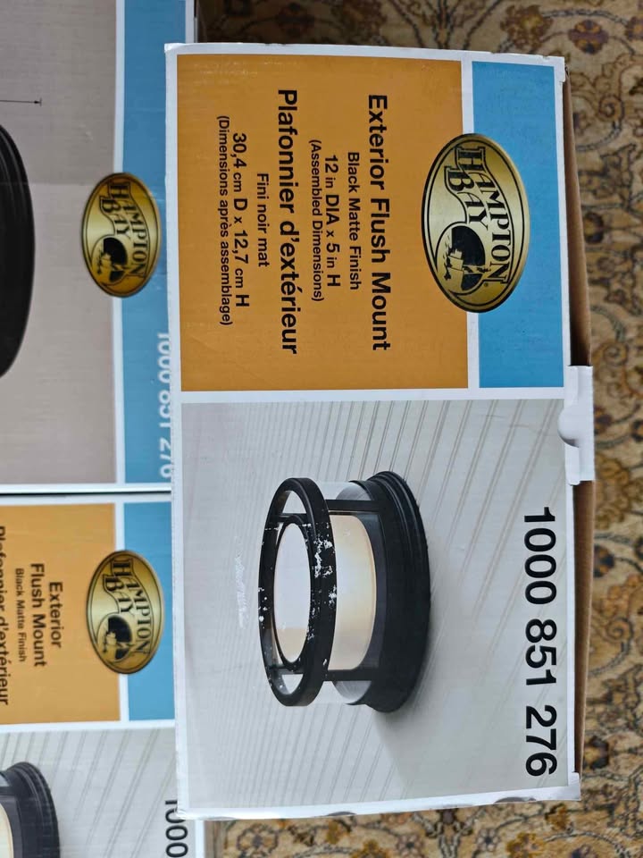 Hampton Bay 100W 1-Light Matte Black Outdoor Flushmount - photo 4