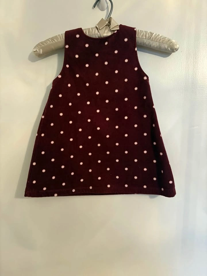 Fleece Burgundy Jumper Dress Polka Dots Size 18-24 Months - photo 2