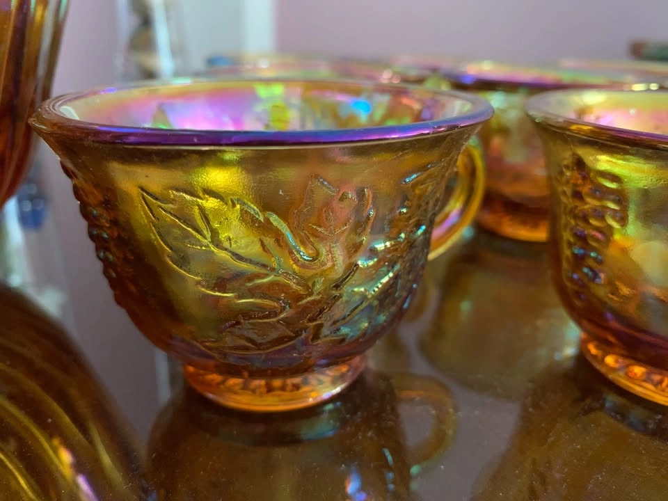 Vintage Carnival Glass Punch Bowl Set - photo 5