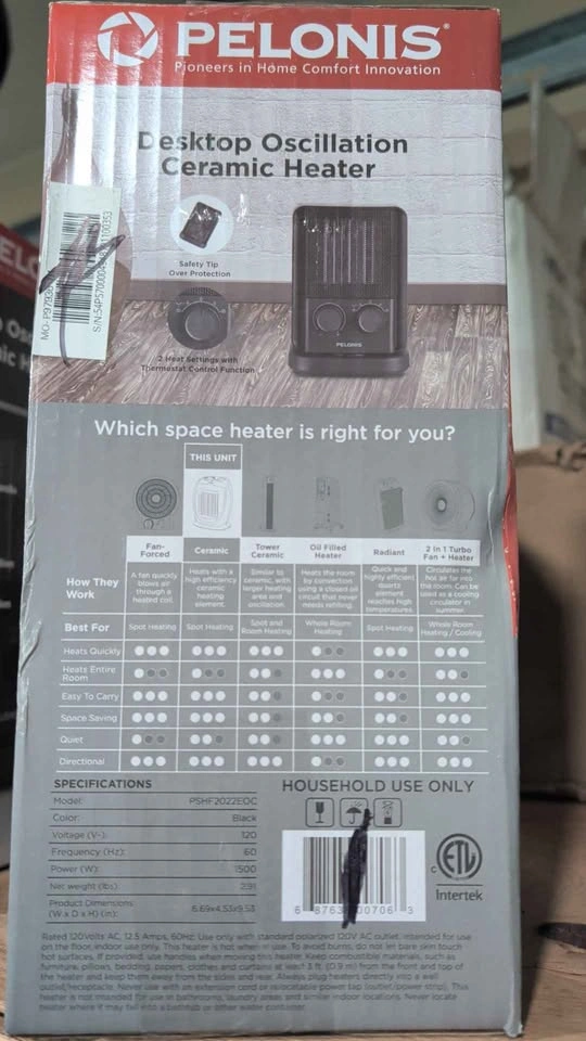 Pelonis Desktop Oscillation Ceramic Heater - photo 2