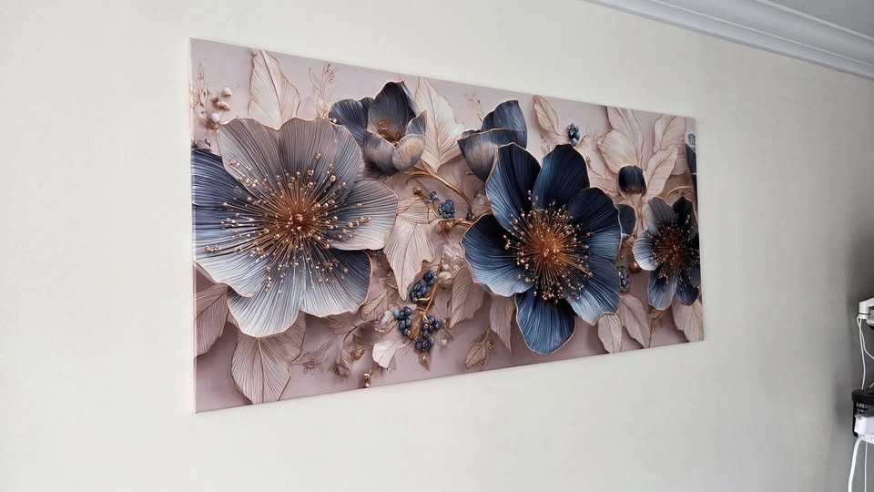 Oversized Flower Canvas 52x24 – Elegant Modern Wall Art