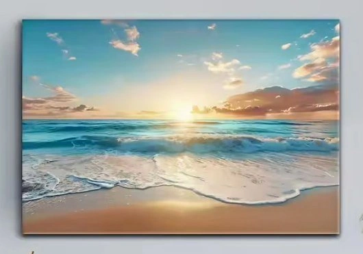 Ocean Sunrise Canvas - Large Beach Wall Art (52x24)
