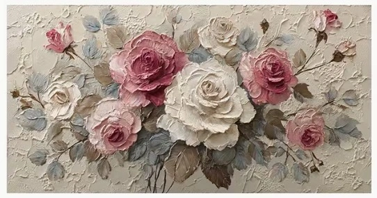 Elegant Pink & White Rose Artwork – Oversized Canvas - photo 2