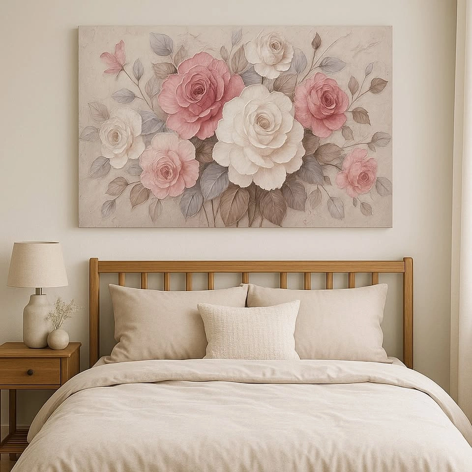 Elegant Pink & White Rose Artwork – Oversized Canvas - photo 3