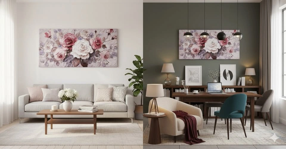 Elegant Pink & White Rose Artwork – Oversized Canvas - photo 4