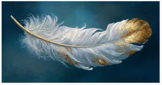 Large Feather Canvas Wall Art 52x24 – Modern Gold Blue Living Ro - photo 2