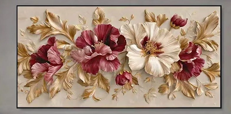 Huge Wallart / Home Decor / Abstract Floral Design 52 x 24 inche