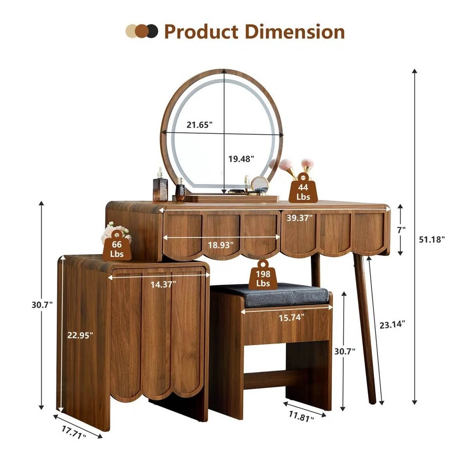 Makeup Vanity Set with Stool and LED Mirror - photo 2