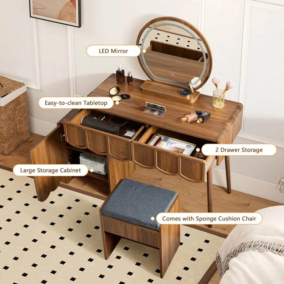 Makeup Vanity Set with Stool and LED Mirror - photo 5