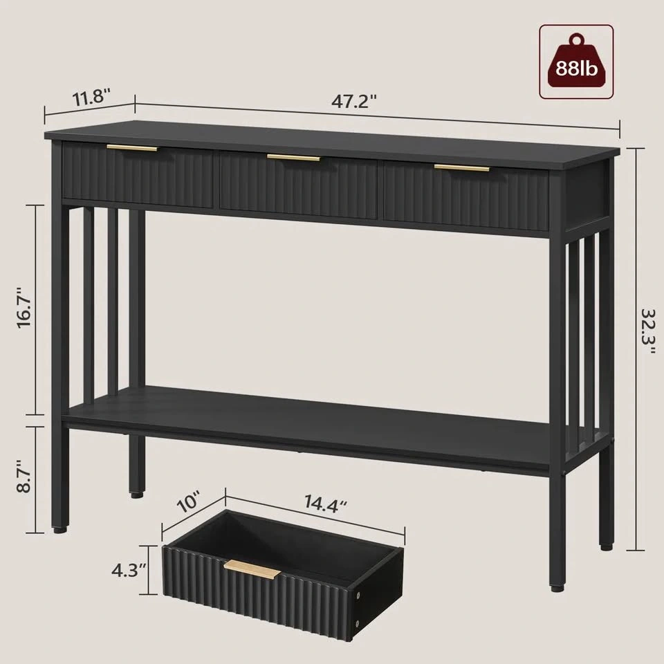 32.3" Tall Console Table with 3 Drawers - photo 3