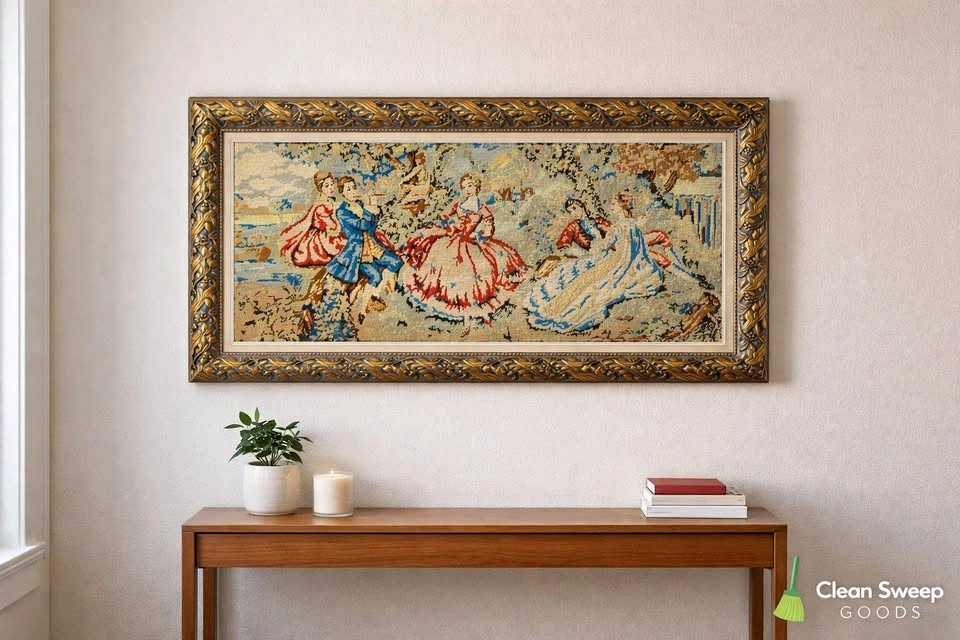 Vintage Framed Tapestry Wall Art