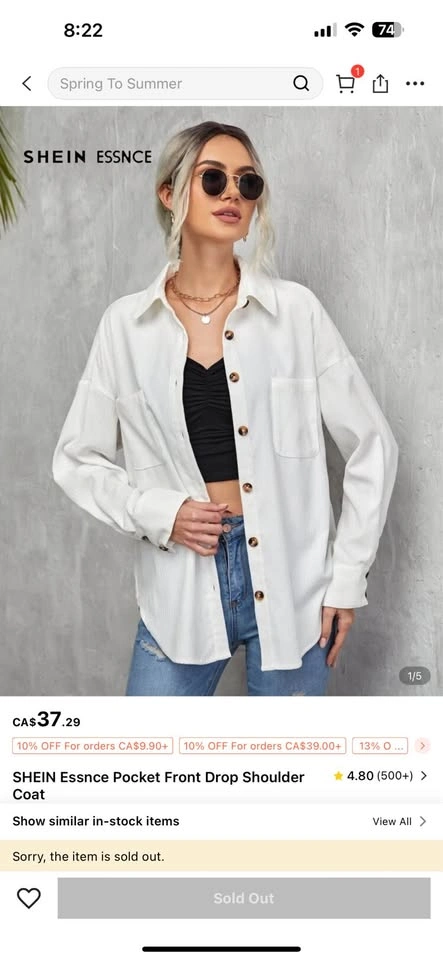 SHEIN Essnce Pocket Front Drop Shoulder Polo - photo 2