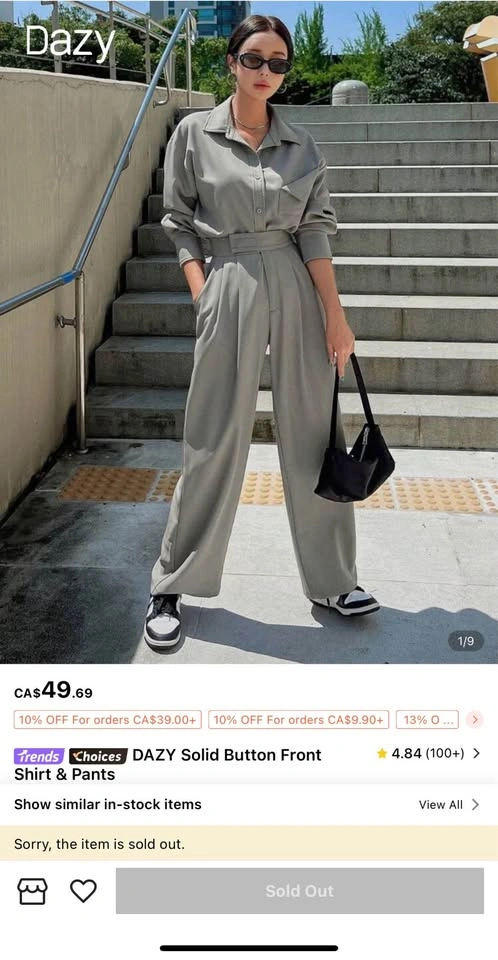 SHEIN Buttoned Top and Pants - Size XS - photo 2