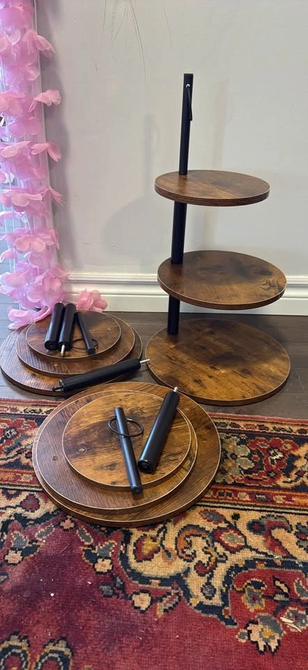 3-Tier Wooden Dessert Stands – Rustic Wedding Decor (Used Once) - photo 2