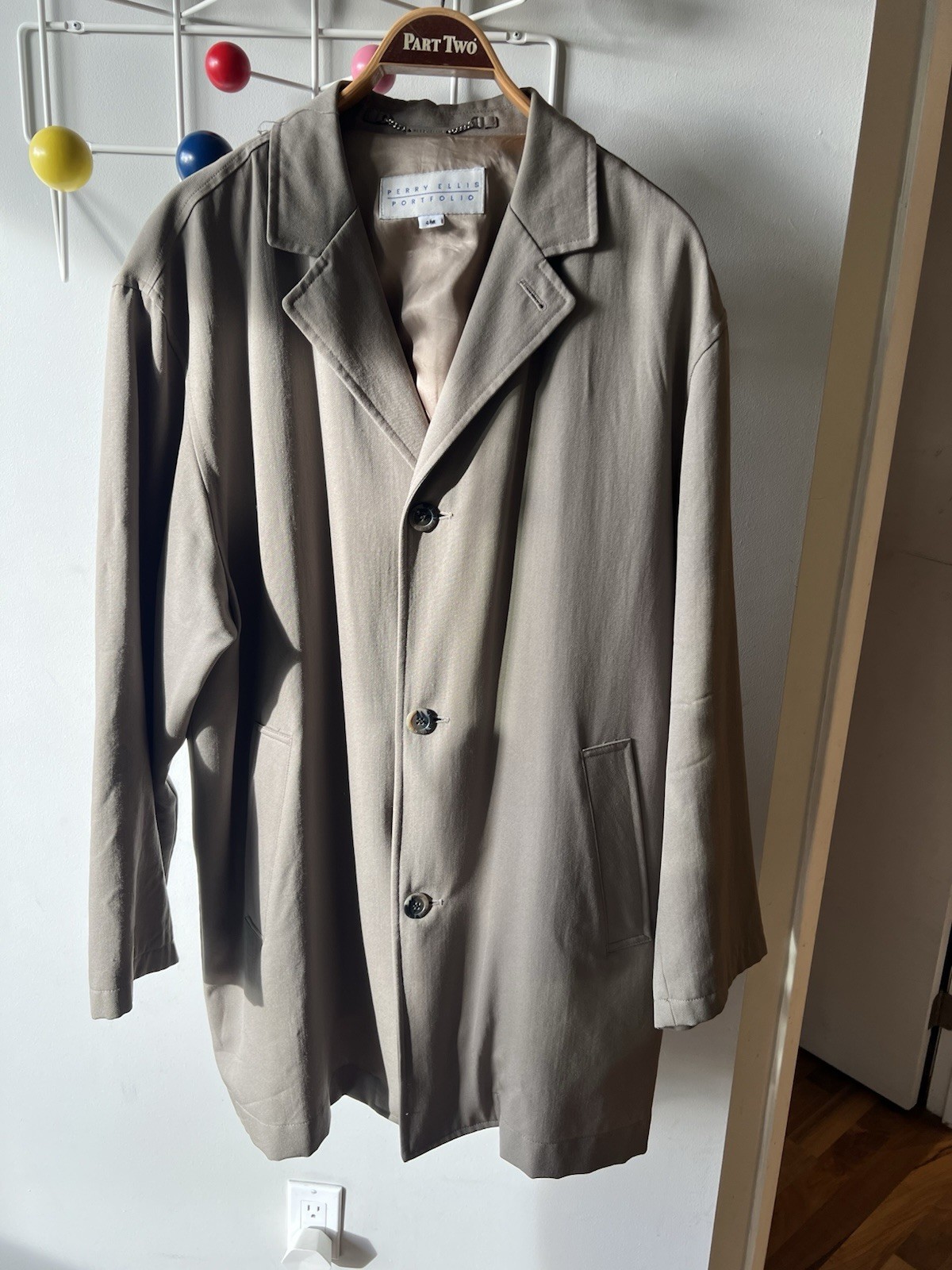 Men's Perry Ellis Portfolio Trench Coat, Beige, 44R