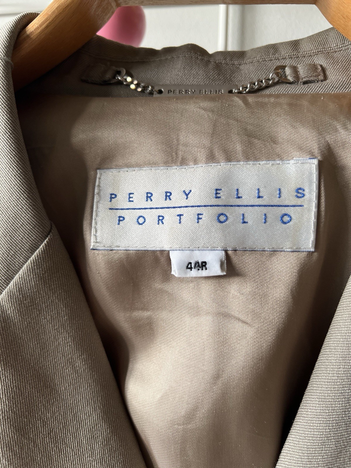 Men's Perry Ellis Portfolio Trench Coat, Beige, 44R - photo 3