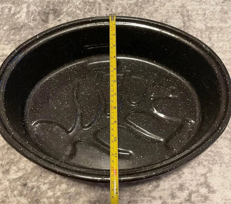 Vintage Large Speckled Enamel Roasting Pan with Lid - photo 5