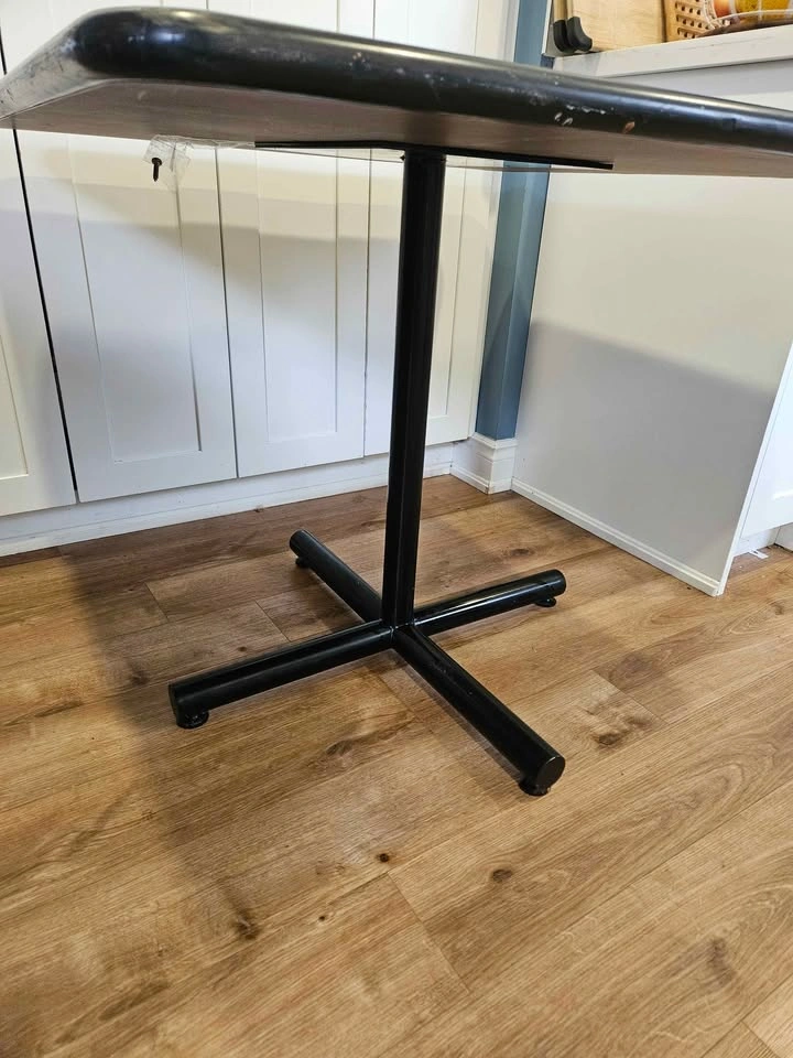 Dark green square cafe table black steel base - photo 3