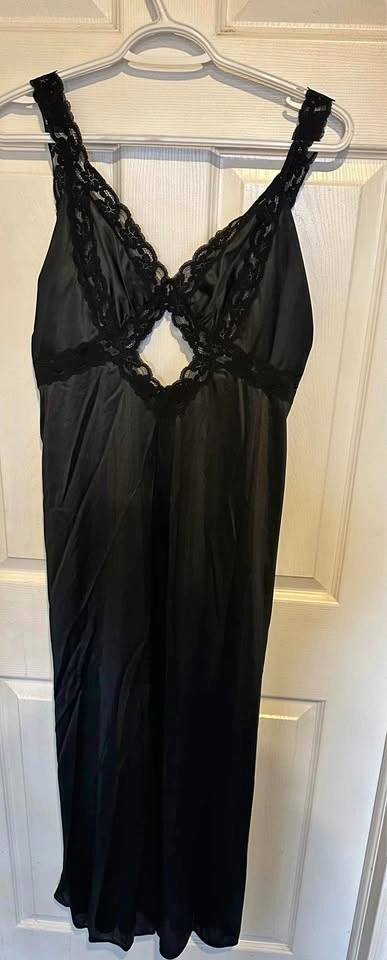 Vintage Kayser Black Nylon Nightgown Med-Large