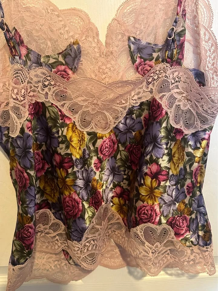 Vintage Oscar de la Renta Pink Lace Floral Cami - photo 2