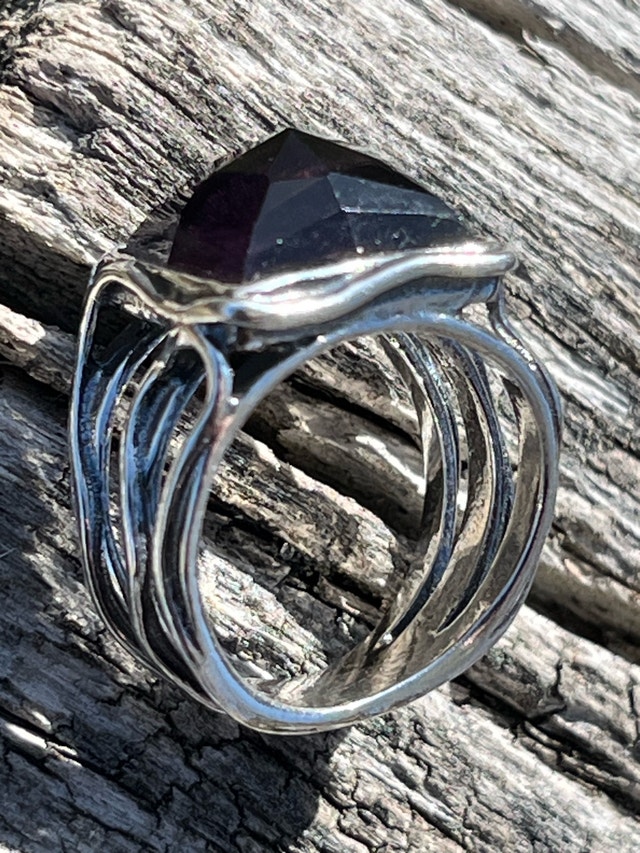 925 Amethyst Statement Ring Signed Didae Size 6 - photo 3