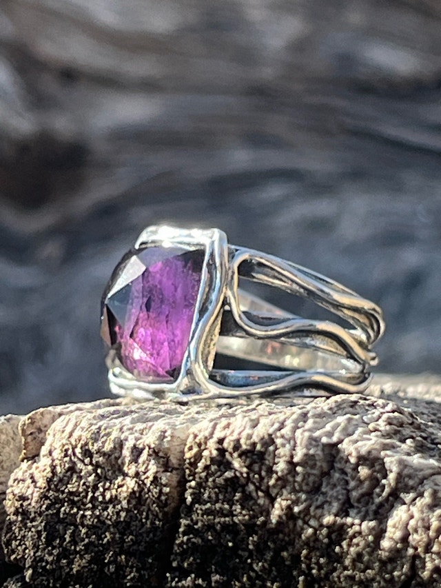 925 Amethyst Statement Ring Signed Didae Size 6 - photo 4