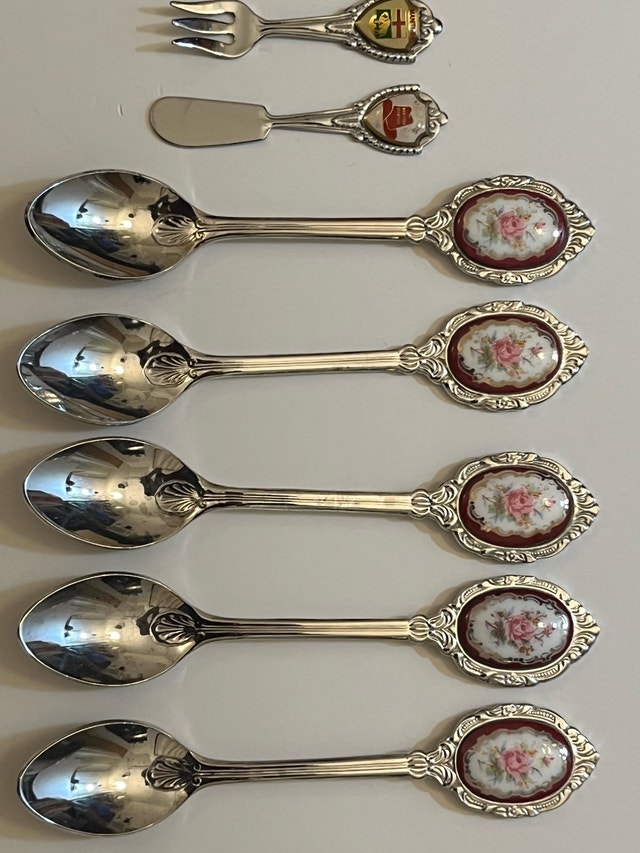 50’s Silver Plated, Porcelain Spoons & Manitoba Miniatures