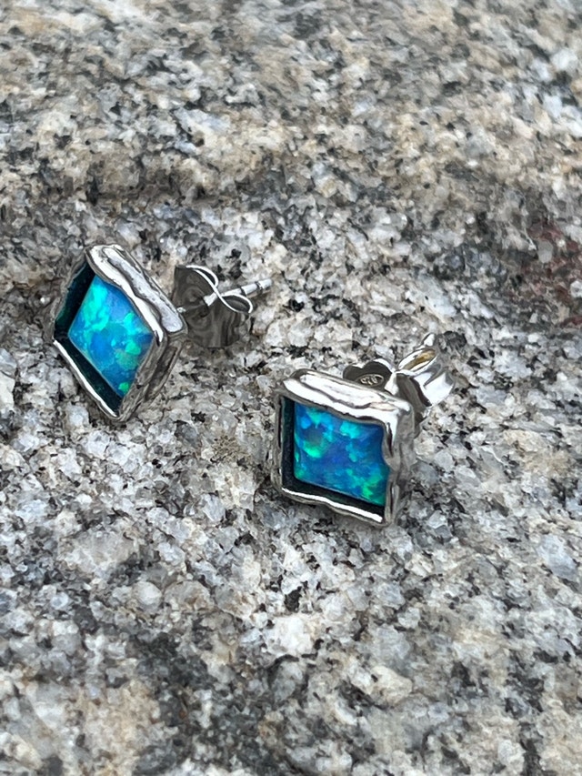 Sterling Silver Opal Earrings - photo 2