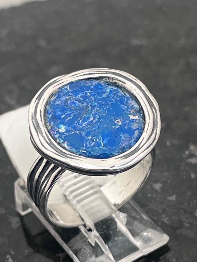 New 925 Roman Glass Ring Size-7