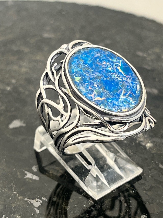 New 925 Roman Glass Ring - Size 8