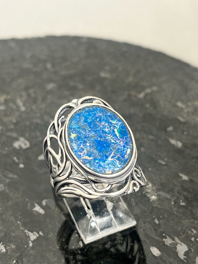 New 925 Roman Glass Ring - Size 8 - photo 2
