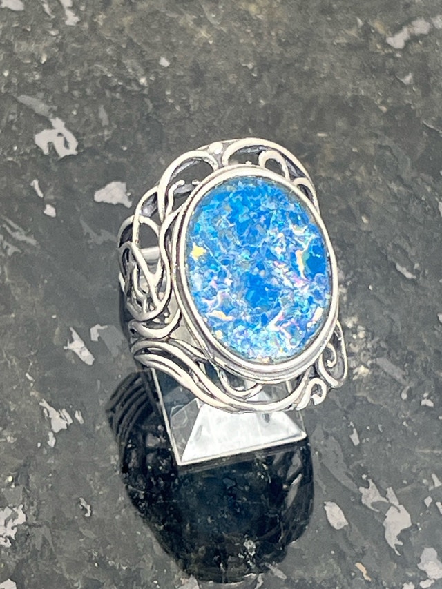 New 925 Roman Glass Ring - Size 8 - photo 5