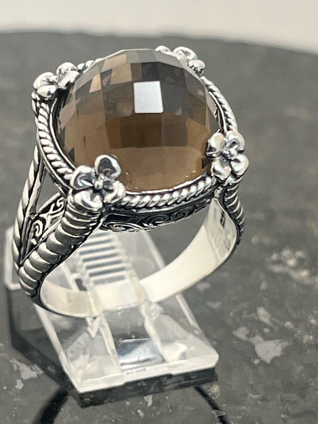 New 925 Smokey Quartz Ring Size-8