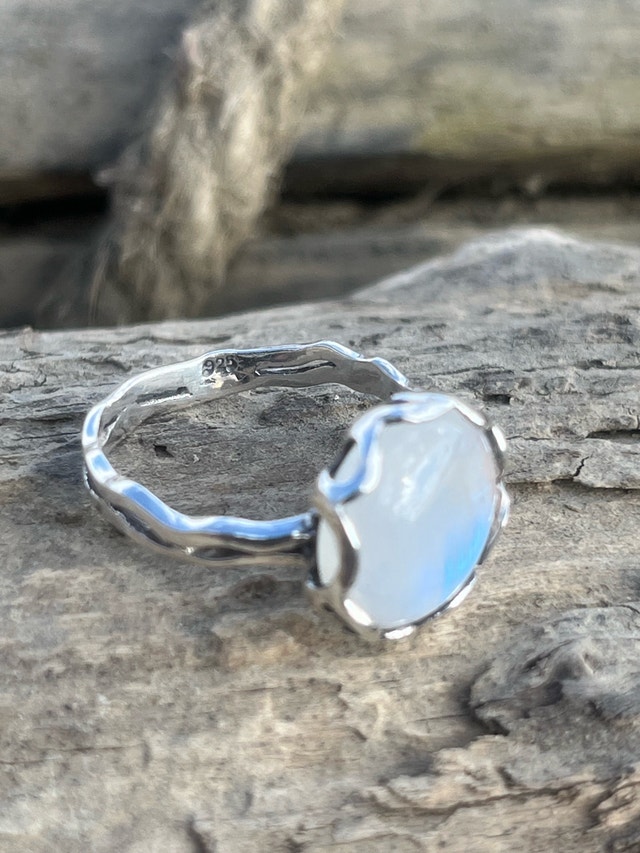 New 925 Sterling Silver Opal Ring Size-8