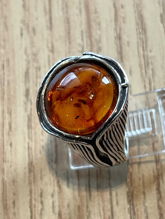 New 925 Vintage Style Amber Ring Size-8 - photo 2