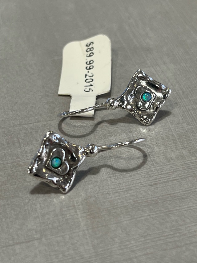 New Sterling Silver Opal Earrings