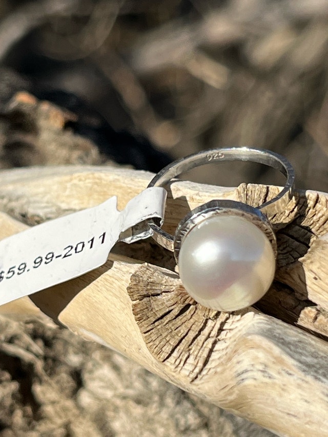New 925 Pearl Size 6 Ring And Earrings - photo 2