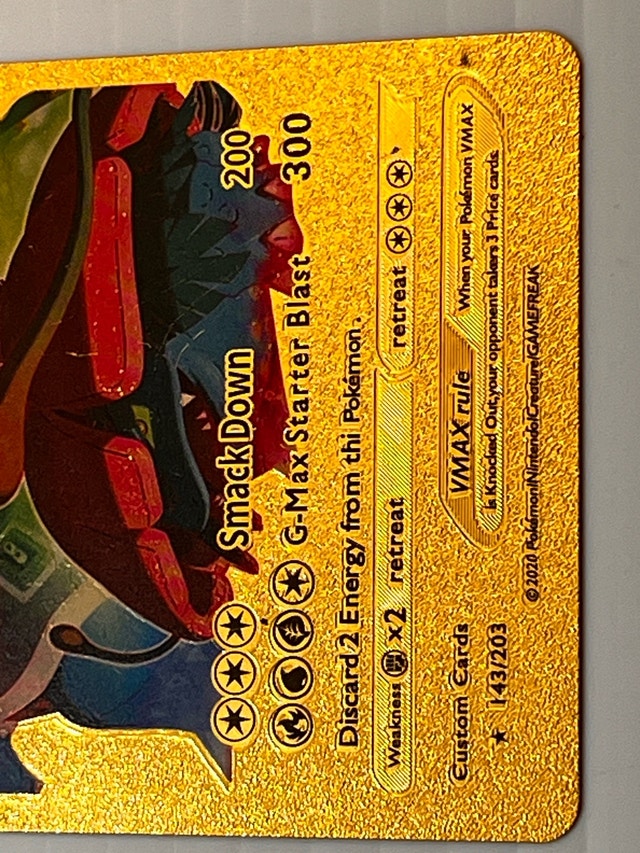 Custom Gold Metal Pokemon Card - Venusaur Charizard Blastoise VM - photo 4