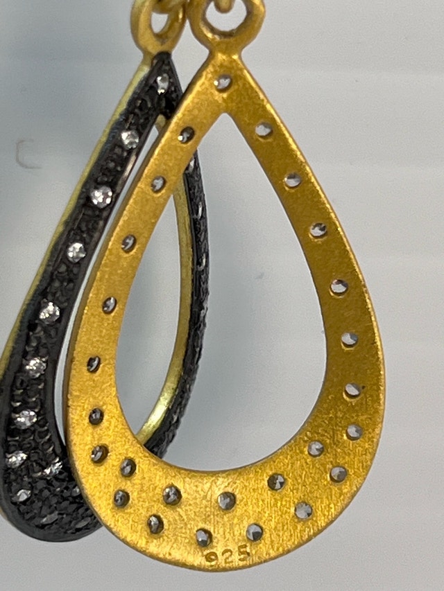 925 Silver Earrings Gold Bonded NEW - photo 2