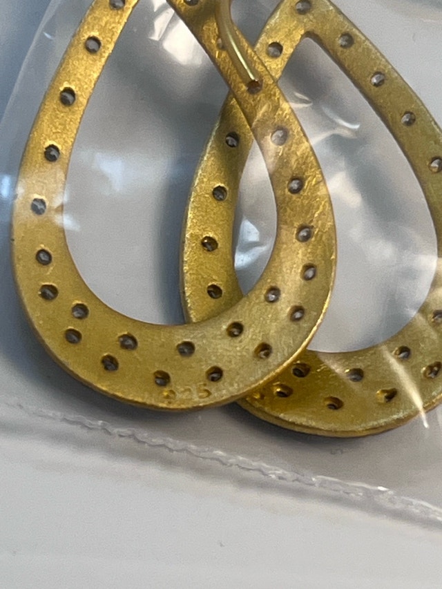 925 Silver Earrings Gold Bonded NEW - photo 3