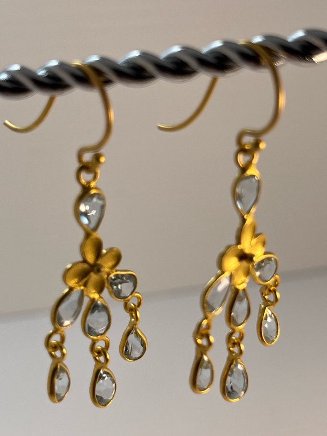 New 925 Gold Bond Blue Topaz Earrings