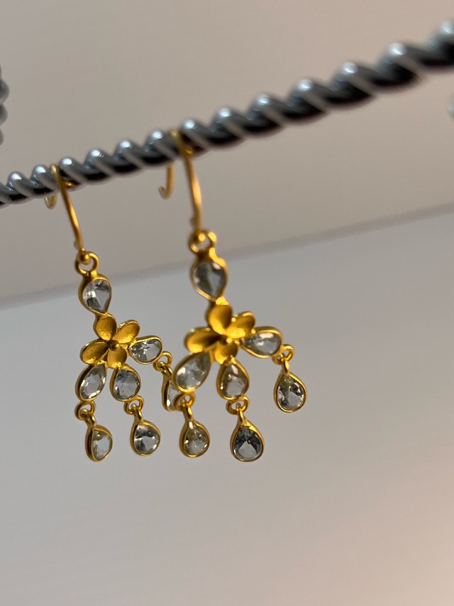 New 925 Gold Bond Blue Topaz Earrings - photo 3