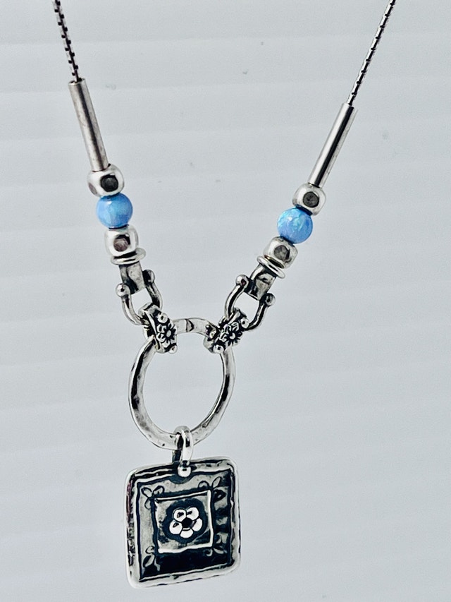 New 925 Sterling Silver Genuine Opal Necklace - photo 2
