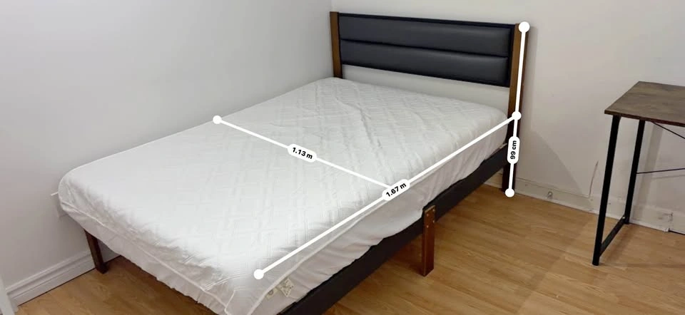 Full black leather Bed frame with headboard