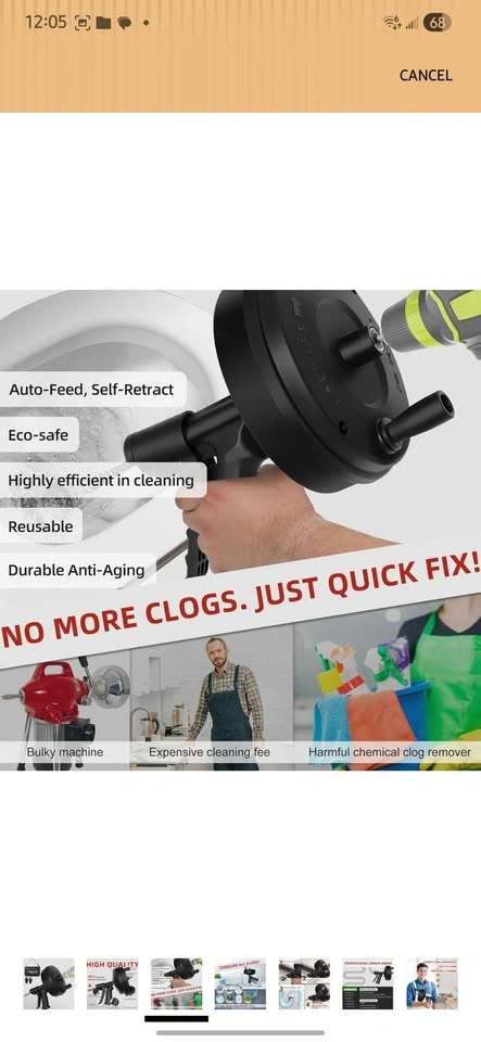 Drain Clog Remover - Manual/Drill Powered Snake - photo 2