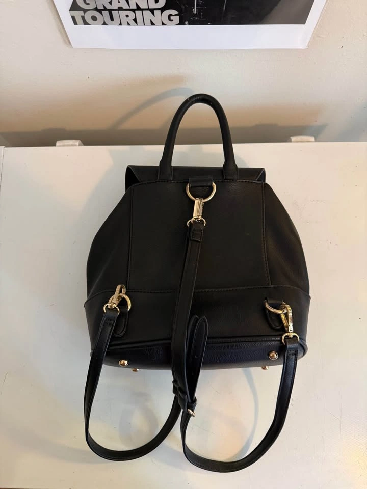 Aldo Black Faux Leather Backpack with Gold Accents - photo 2