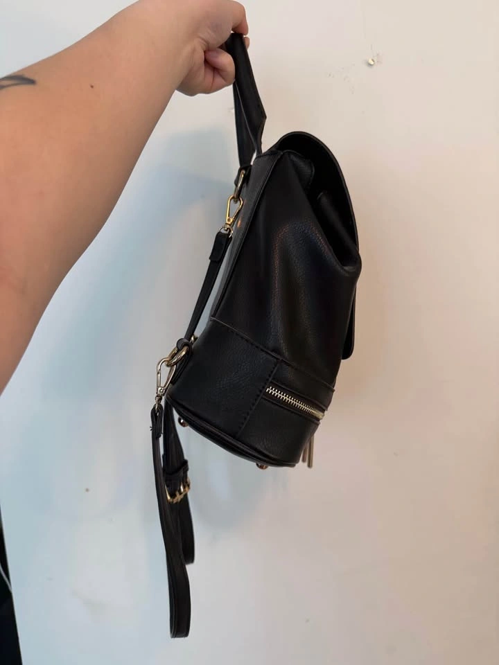 Aldo Black Faux Leather Backpack with Gold Accents - photo 3